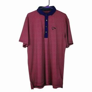 Greyson Arenal Lightweight Performance Golf Polo Large Pink Blue Stripes